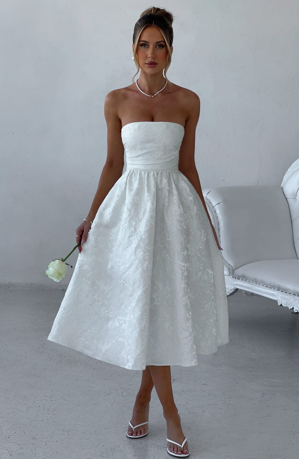 SAOIRSE MIDI DRESS IVORY - ELEGANT WEDDING GUEST STYLE