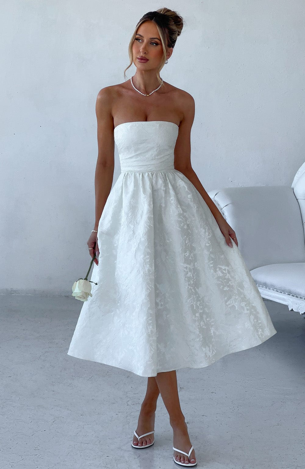 SAOIRSE MIDI DRESS IVORY - ELEGANT WEDDING GUEST STYLE