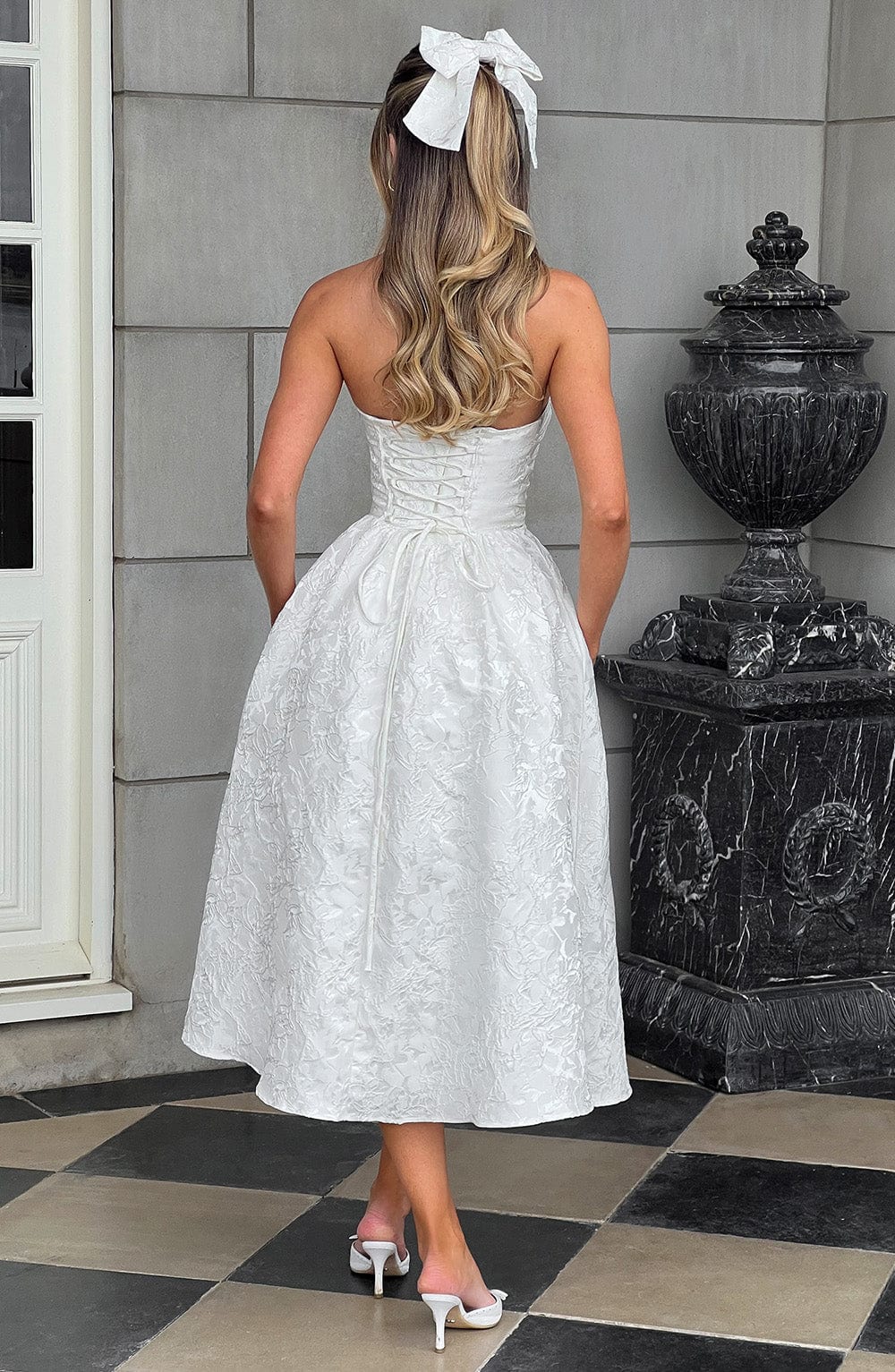 SAOIRSE MIDI DRESS IVORY - ELEGANT WEDDING GUEST STYLE