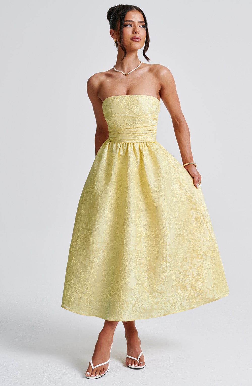 SAOIRSE LEMON MIDI DRESS: ELEGANT DAY DRESS