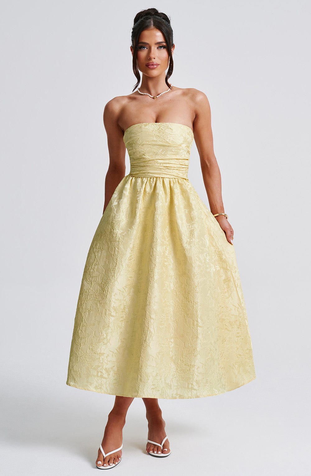 SAOIRSE LEMON MIDI DRESS: ELEGANT DAY DRESS
