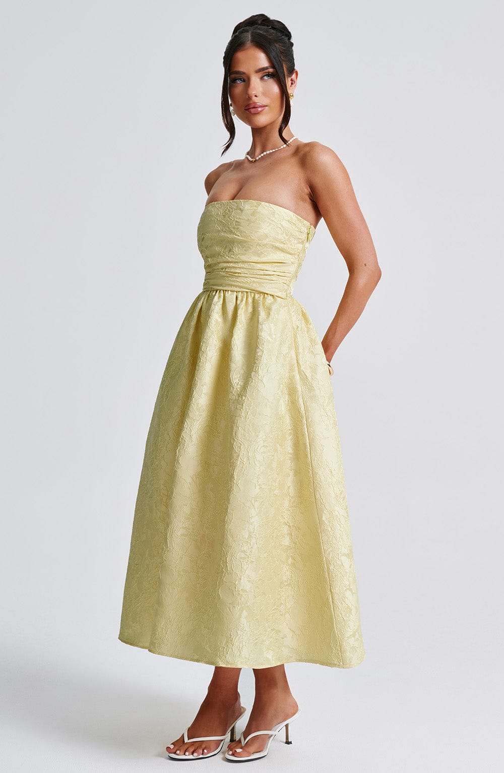 SAOIRSE LEMON MIDI DRESS: ELEGANT DAY DRESS
