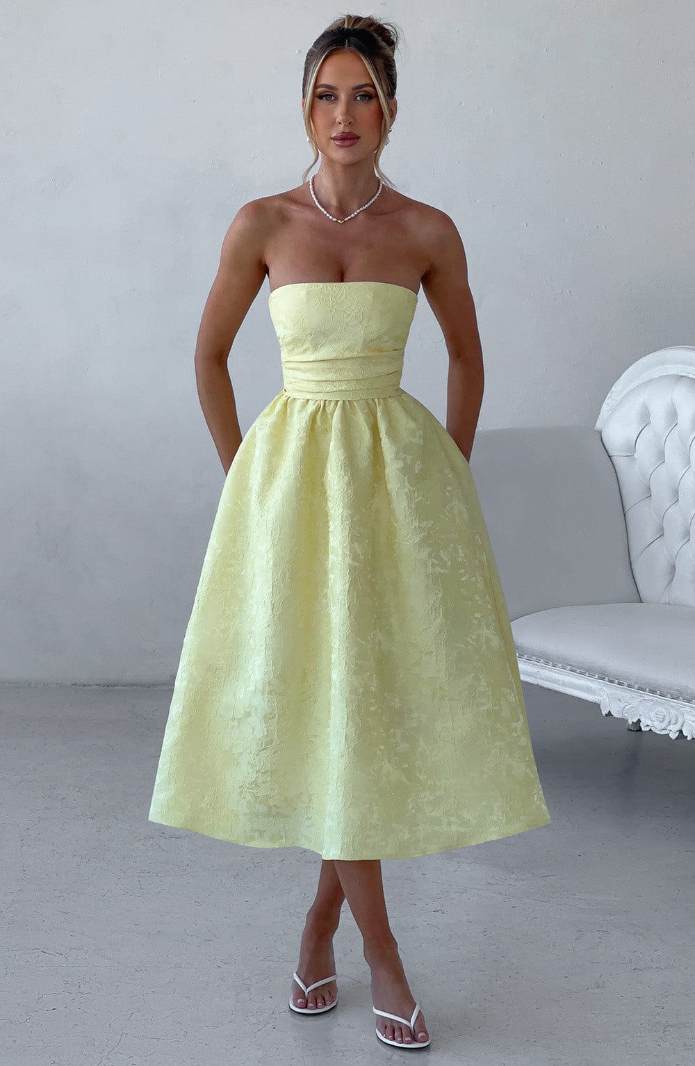 SAOIRSE LEMON MIDI DRESS: ELEGANT DAY DRESS