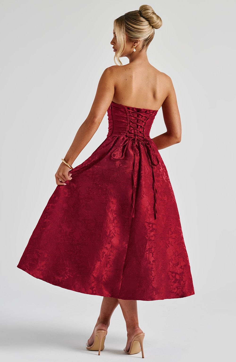 SAOIRSE RED MIDI DRESS - ELEGANT EVENING