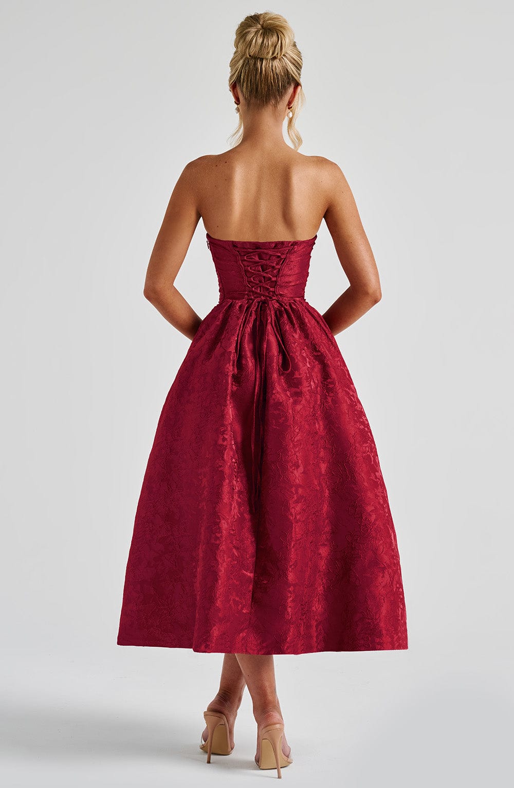 SAOIRSE RED MIDI DRESS - ELEGANT EVENING