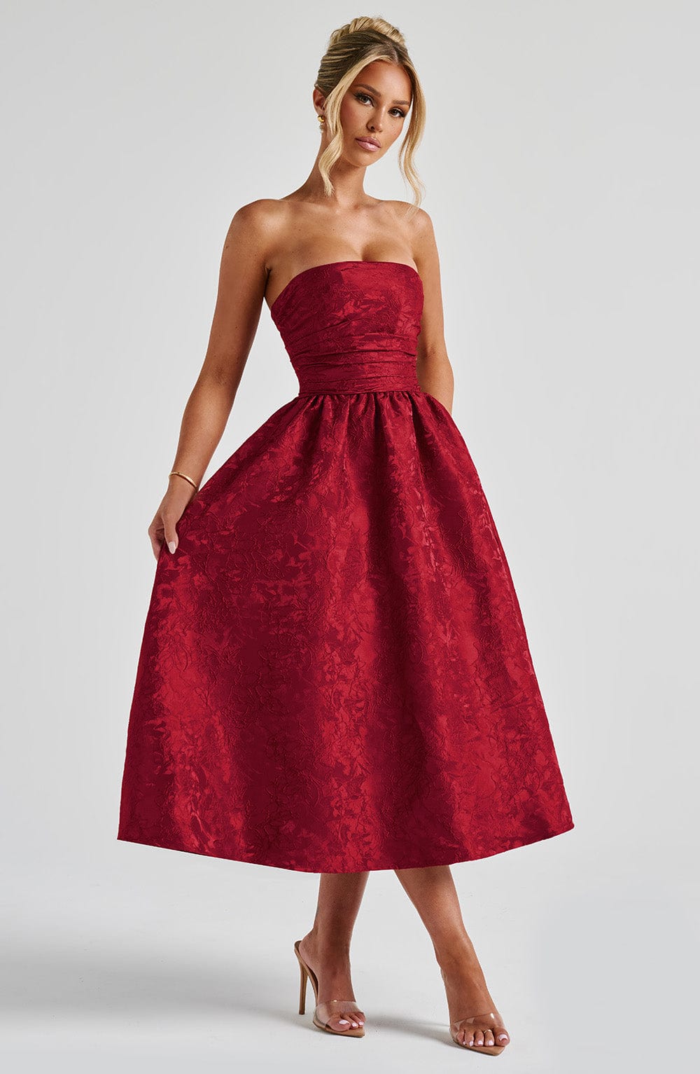 SAOIRSE RED MIDI DRESS - ELEGANT EVENING