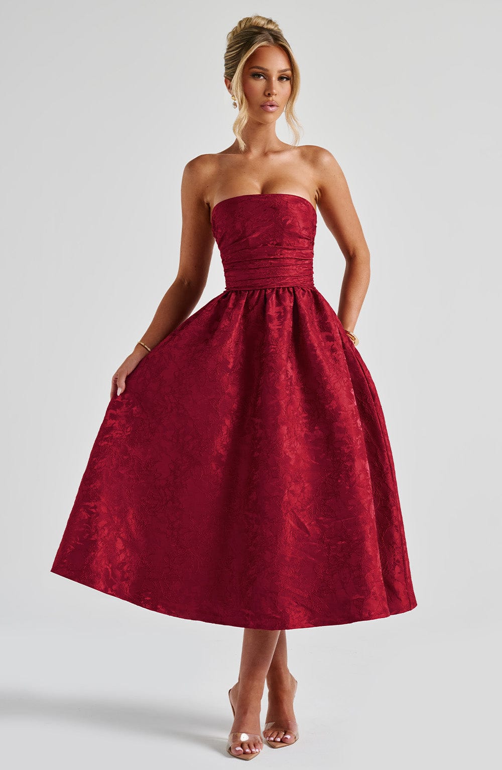 SAOIRSE RED MIDI DRESS - ELEGANT EVENING