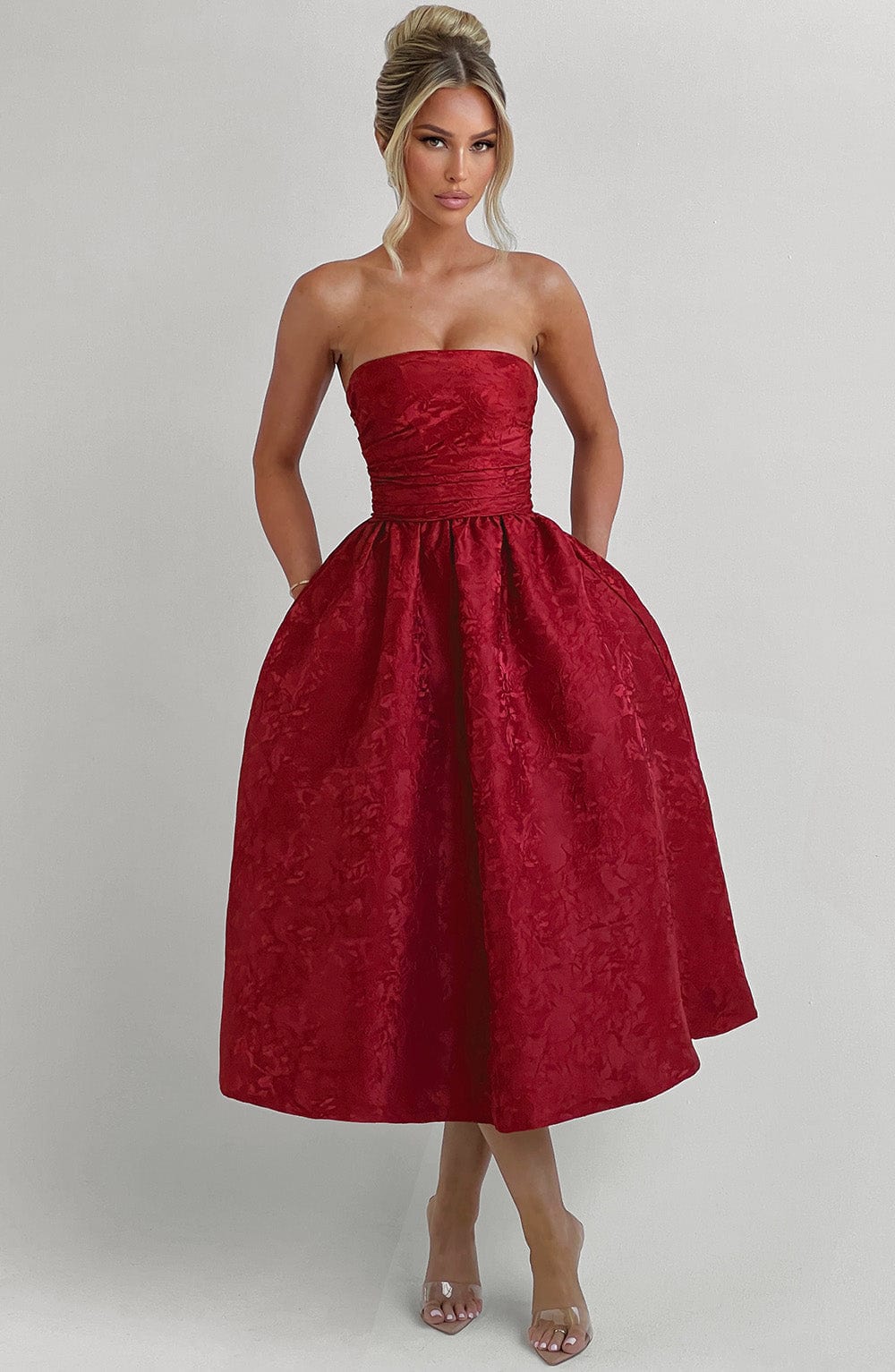 SAOIRSE RED MIDI DRESS - ELEGANT EVENING