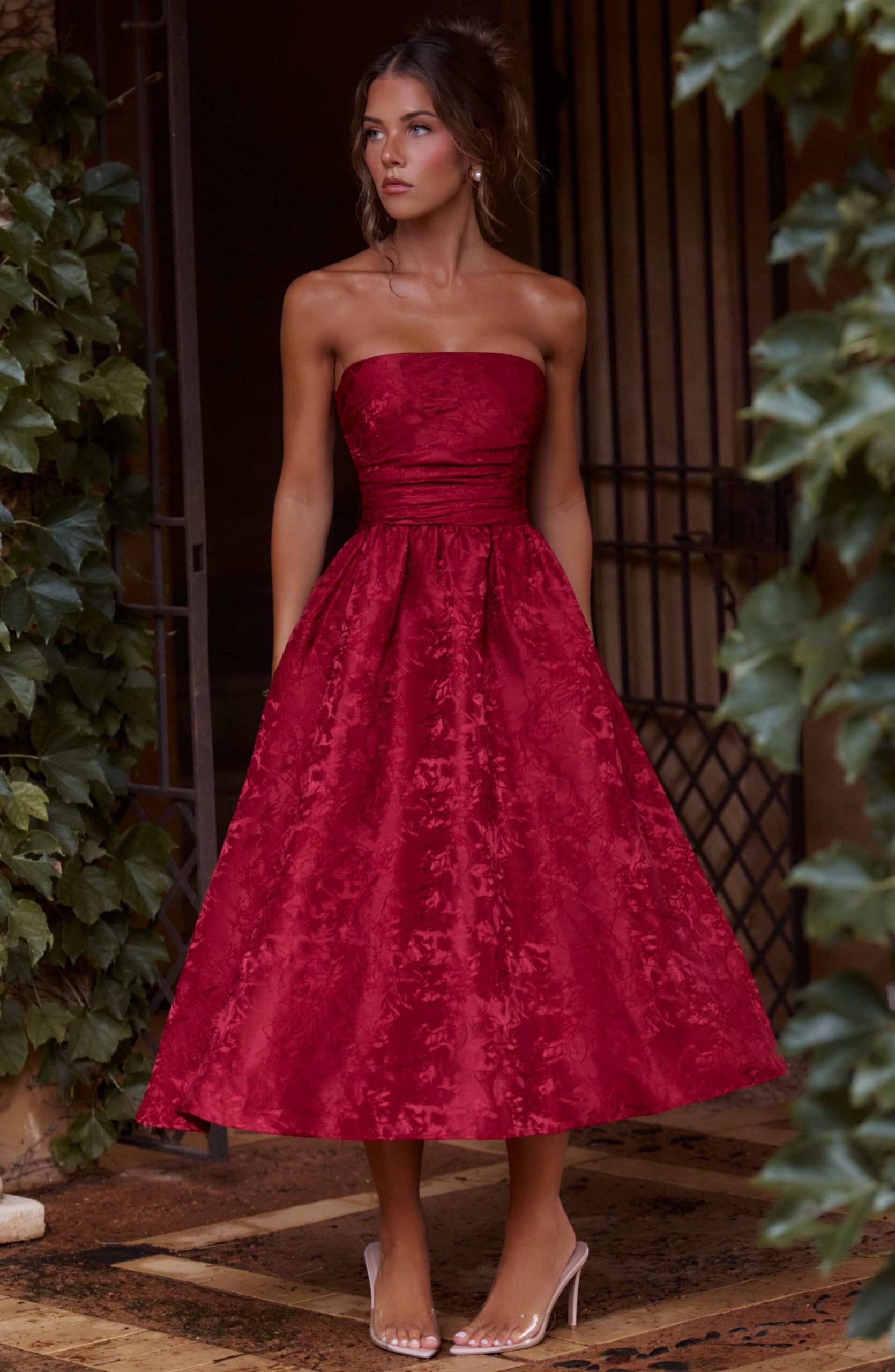 SAOIRSE RED MIDI DRESS - ELEGANT EVENING