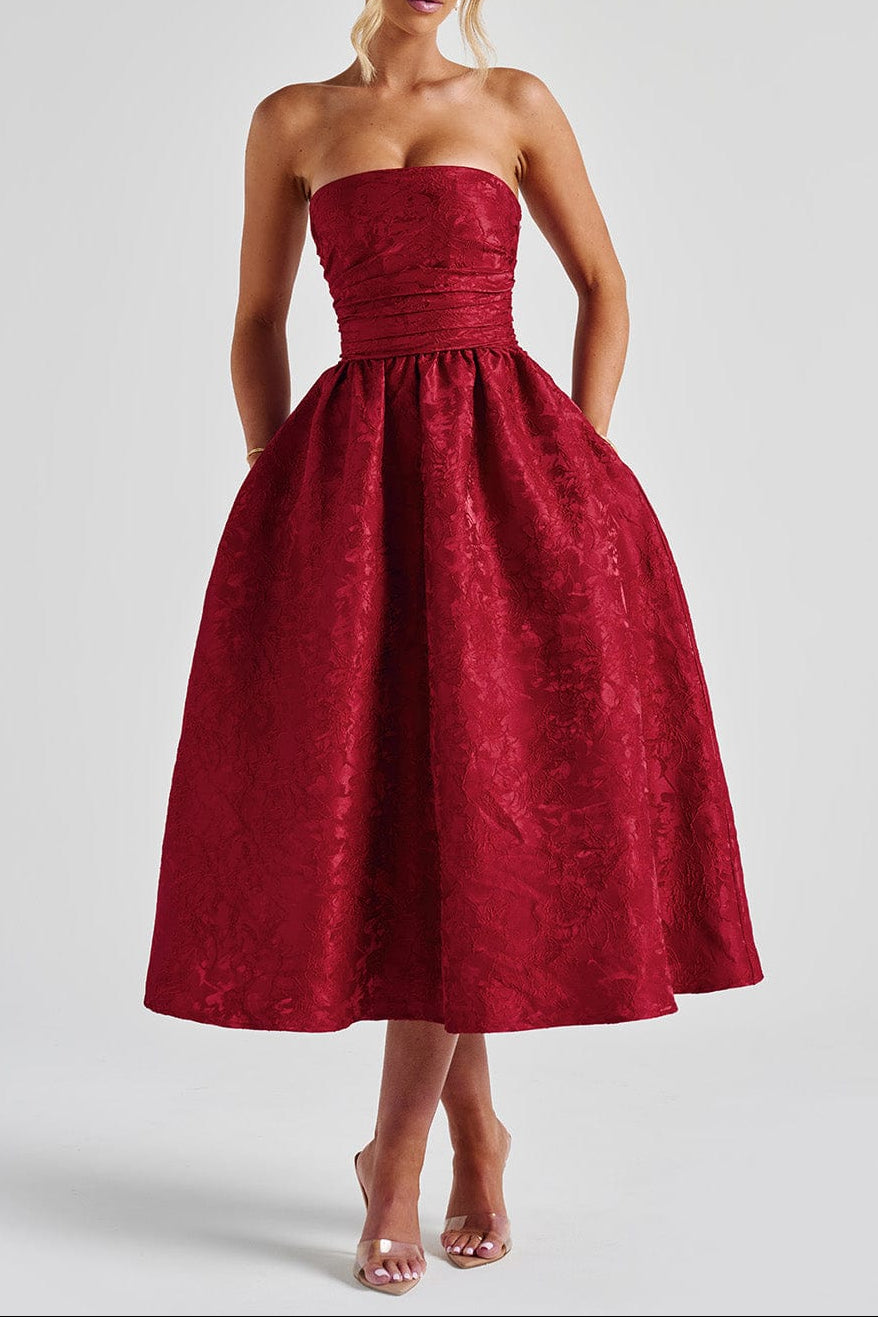SAOIRSE RED MIDI DRESS - ELEGANT EVENING