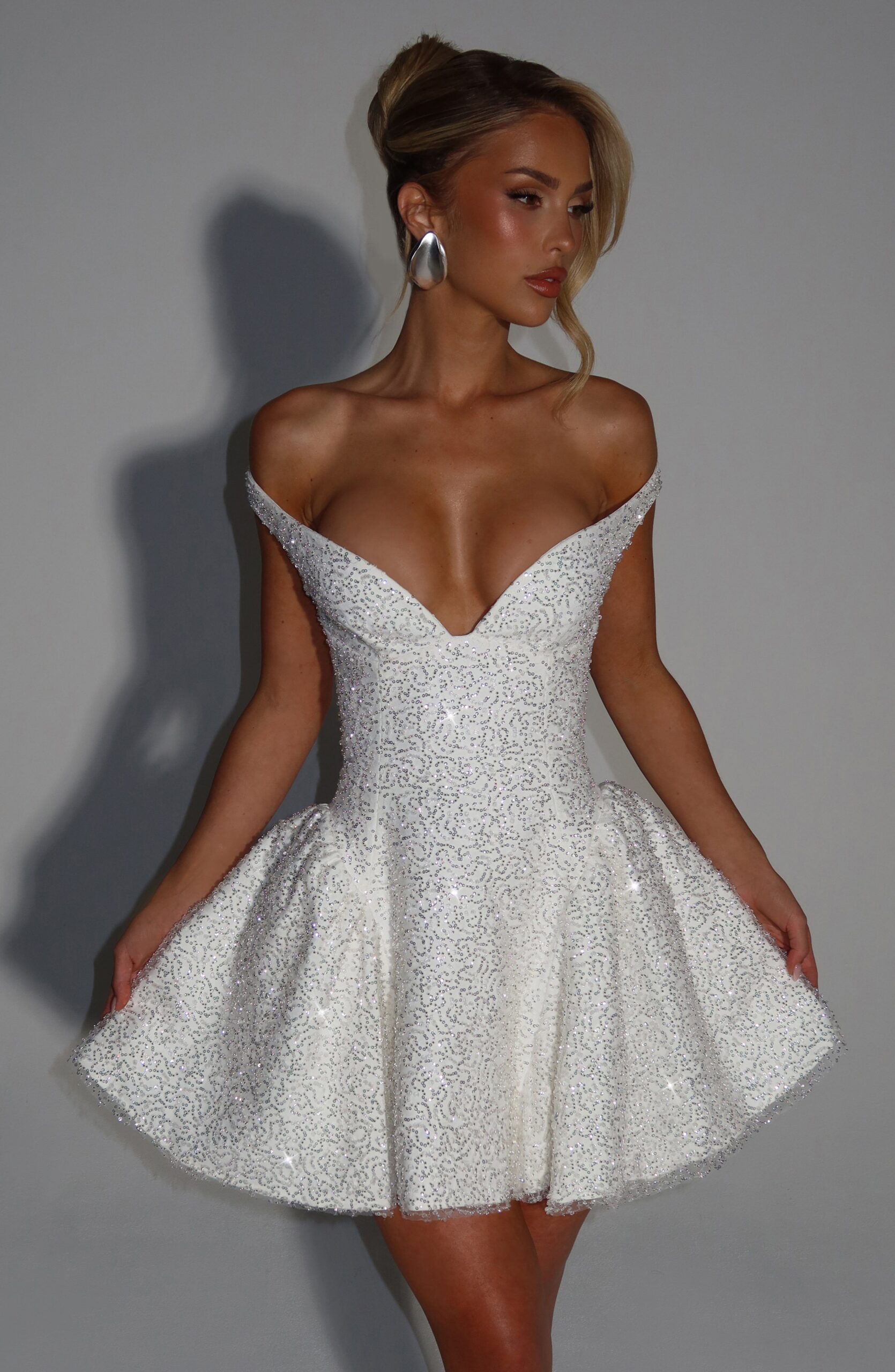 CLAIRE MINI DRESS IVORY WEDDING GUEST