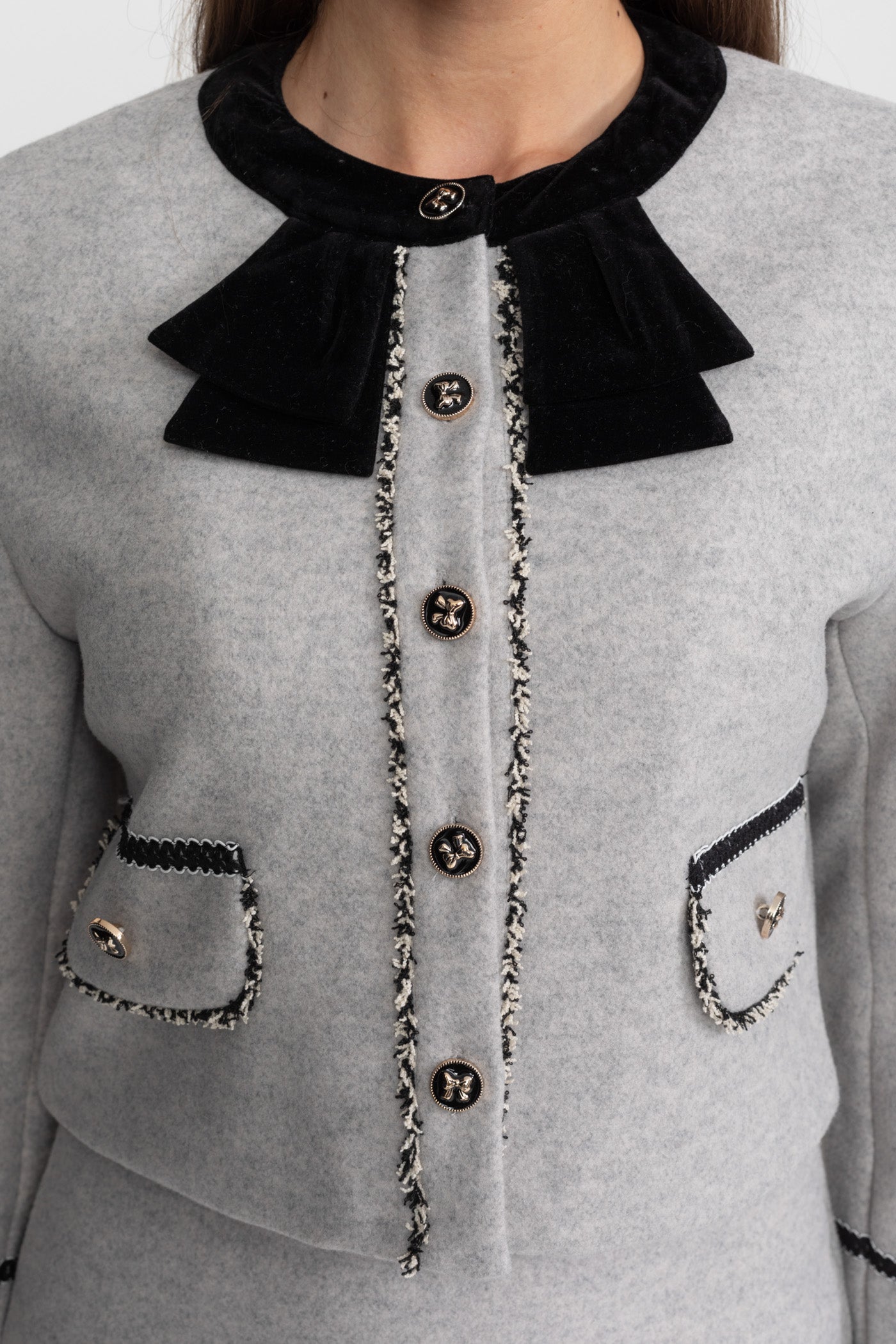 VELVET BOW COLLAR CO-ORD SET FOR WOMEN