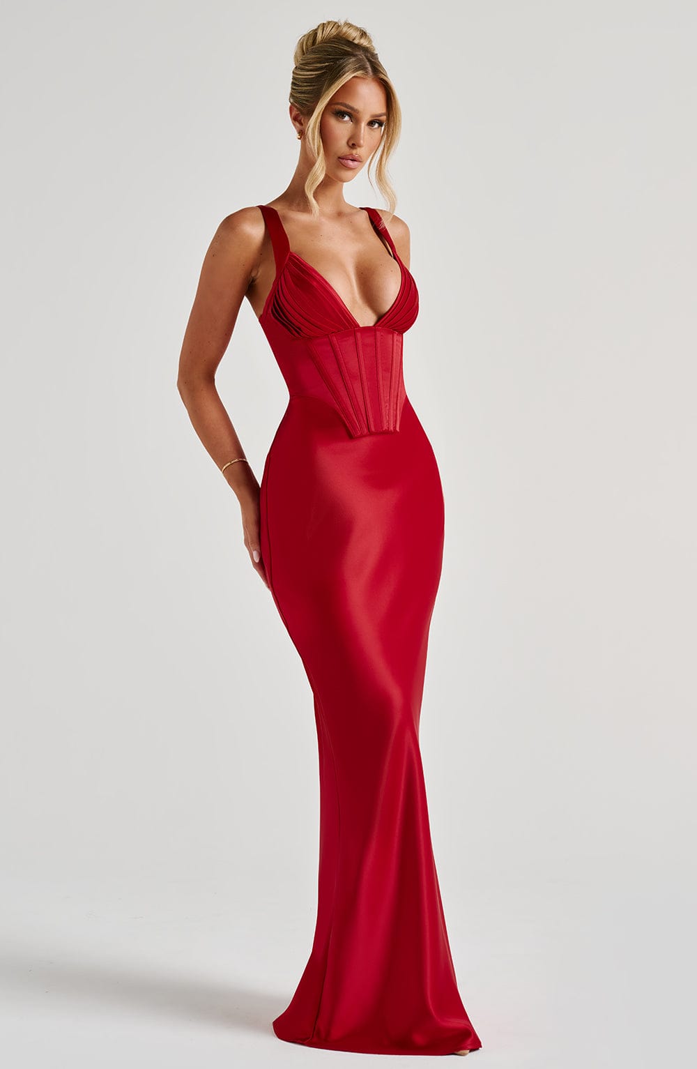 SHAE MAXI DRESS, RED - ELEGANT FORMAL