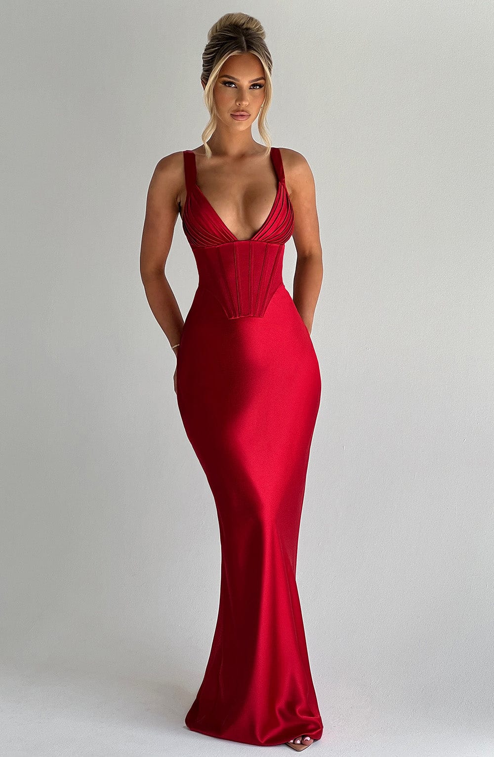 SHAE MAXI DRESS, RED - ELEGANT FORMAL