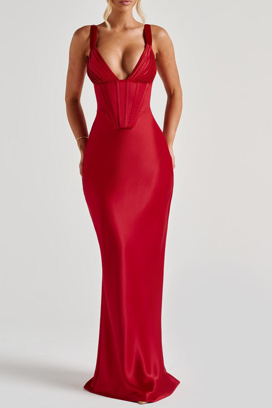 SHAE MAXI DRESS, RED - ELEGANT FORMAL