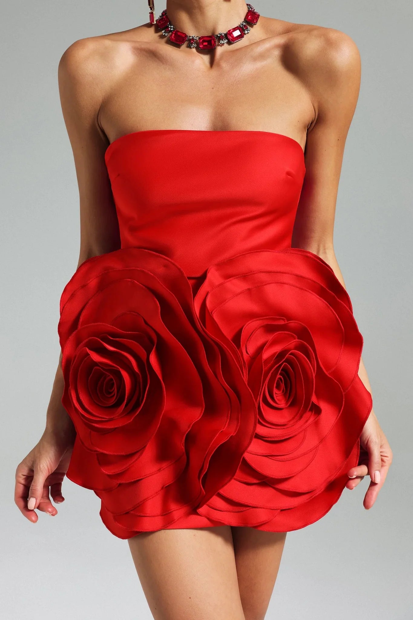 SHAHA FLORAL STRAPLESS MINI DRESS FOR PARTY