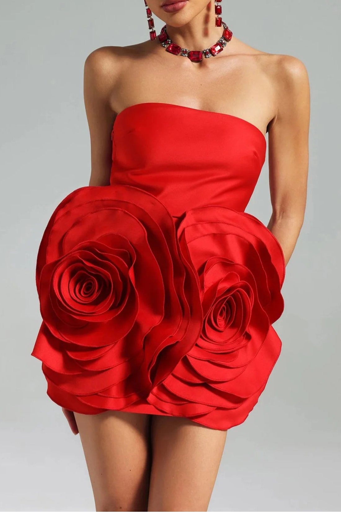 SHAHA FLORAL STRAPLESS MINI DRESS FOR PARTY