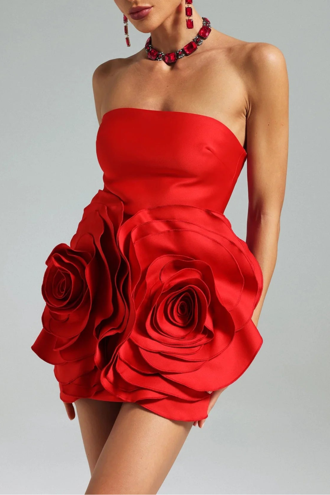 SHAHA FLORAL STRAPLESS MINI DRESS FOR PARTY