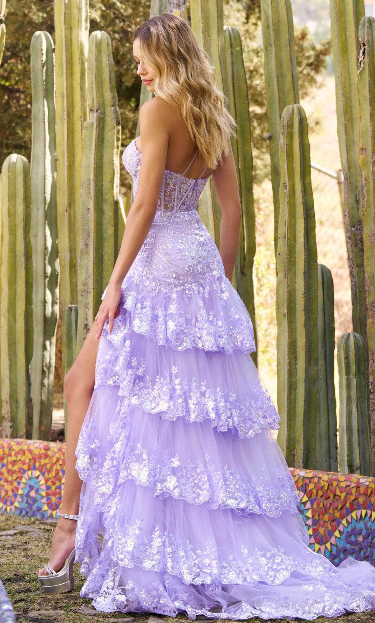 ONE SHOULDER TIERED PROM GOWN