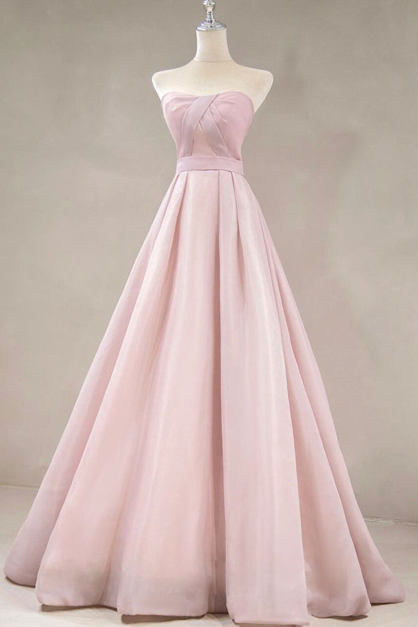 shopluu-dress PINK STRAPLESS MAXI DRESS FOR WEDDING GUEST
