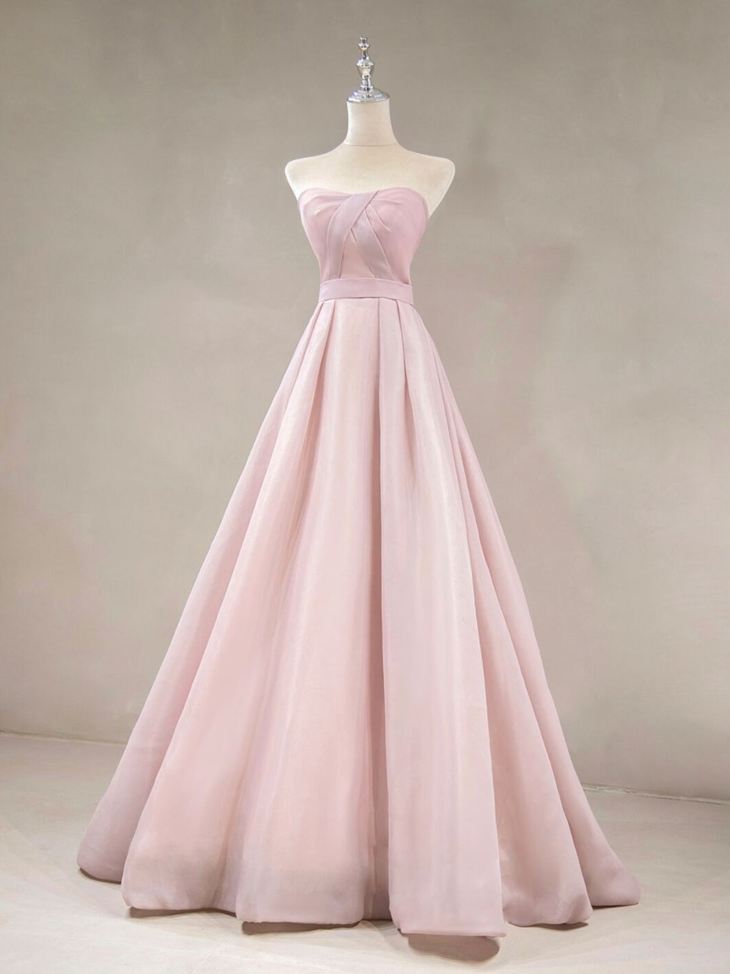 PINK STRAPLESS PROM DRESS A-LINE