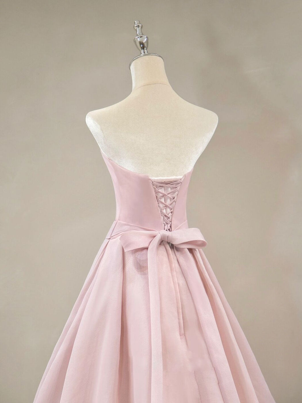PINK STRAPLESS PROM DRESS A-LINE