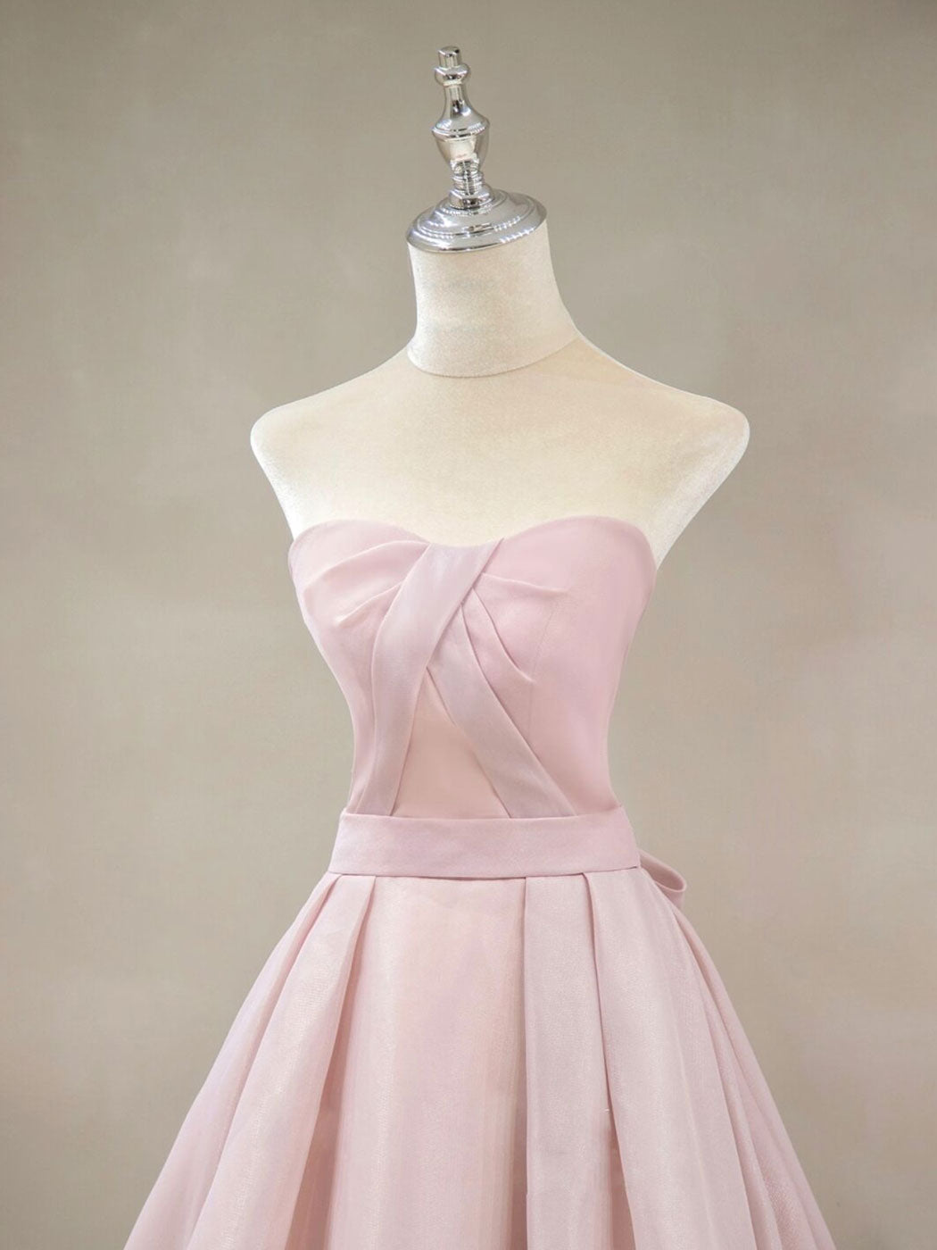 PINK STRAPLESS PROM DRESS A-LINE