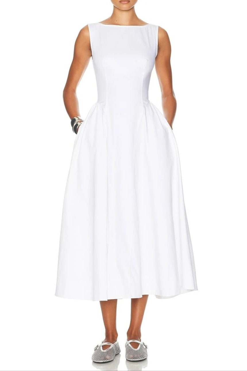 shopping_1_3b9c7e84-7349-4d3e-9f70-e45344092f1d STRETCH COTTON SATEEN MIDI DRESS WHITE WEDDING GUEST