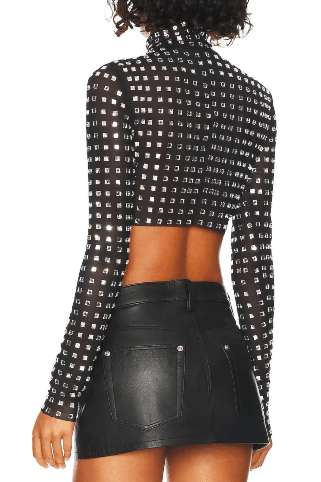 METALLIC SEQUIN MESH TOP BLACK PARTY NIGHT