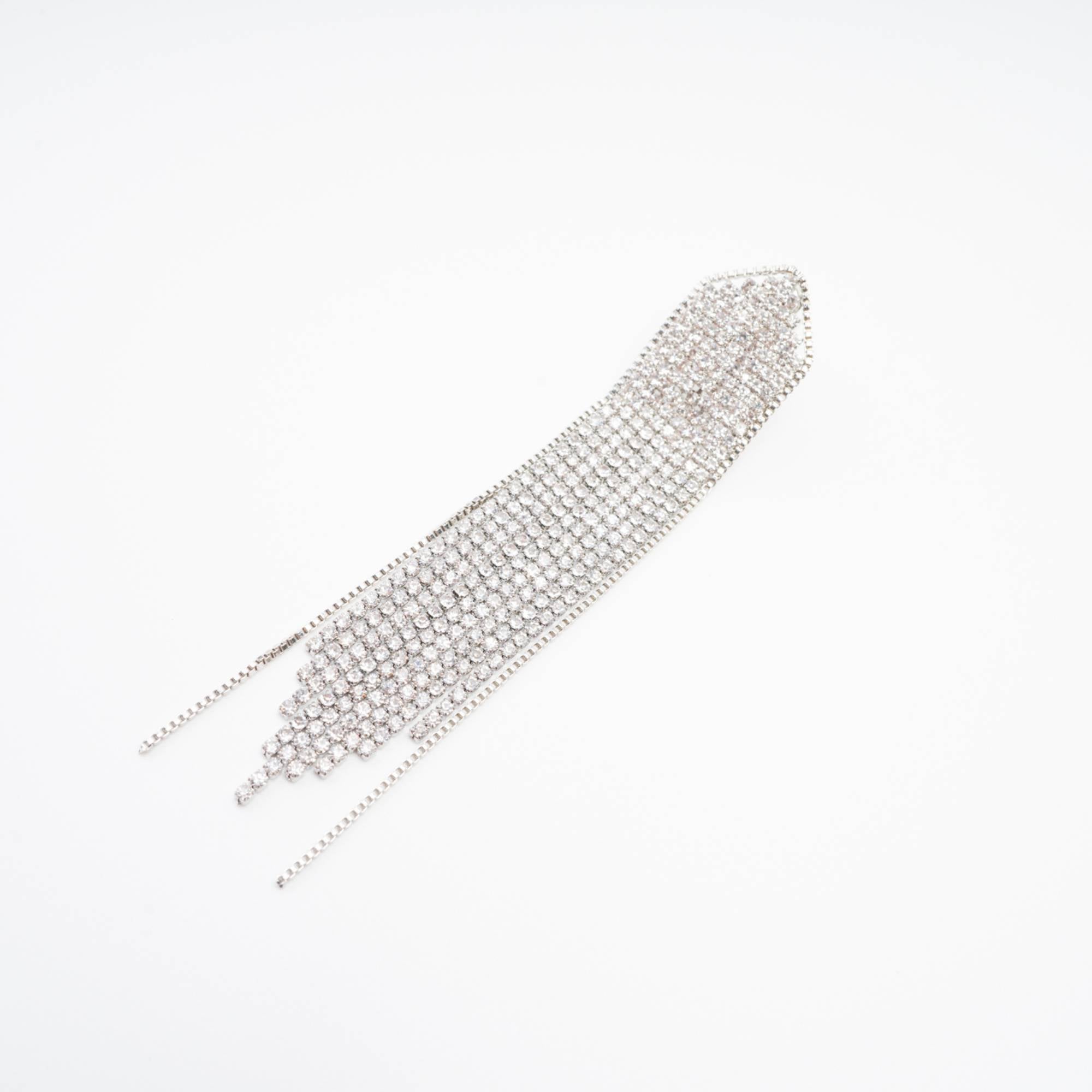 silver-plated-fringed-drop-earrings-115075 SILVER FRINGED DROP EARRINGS FOR EVENING PARTY
