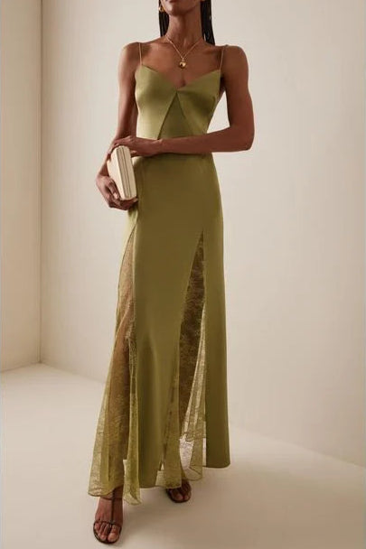 staud-green-Exclusive-Trinity-Lace-inset-Silk-Maxi-Slip-Dress_1 LUXE GREEN LACE-INSET SILK MAXI SLIP DRESS
