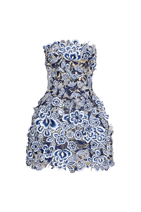 STRAPLESS EMBROIDERED MINI DRESS FOR PARTY
