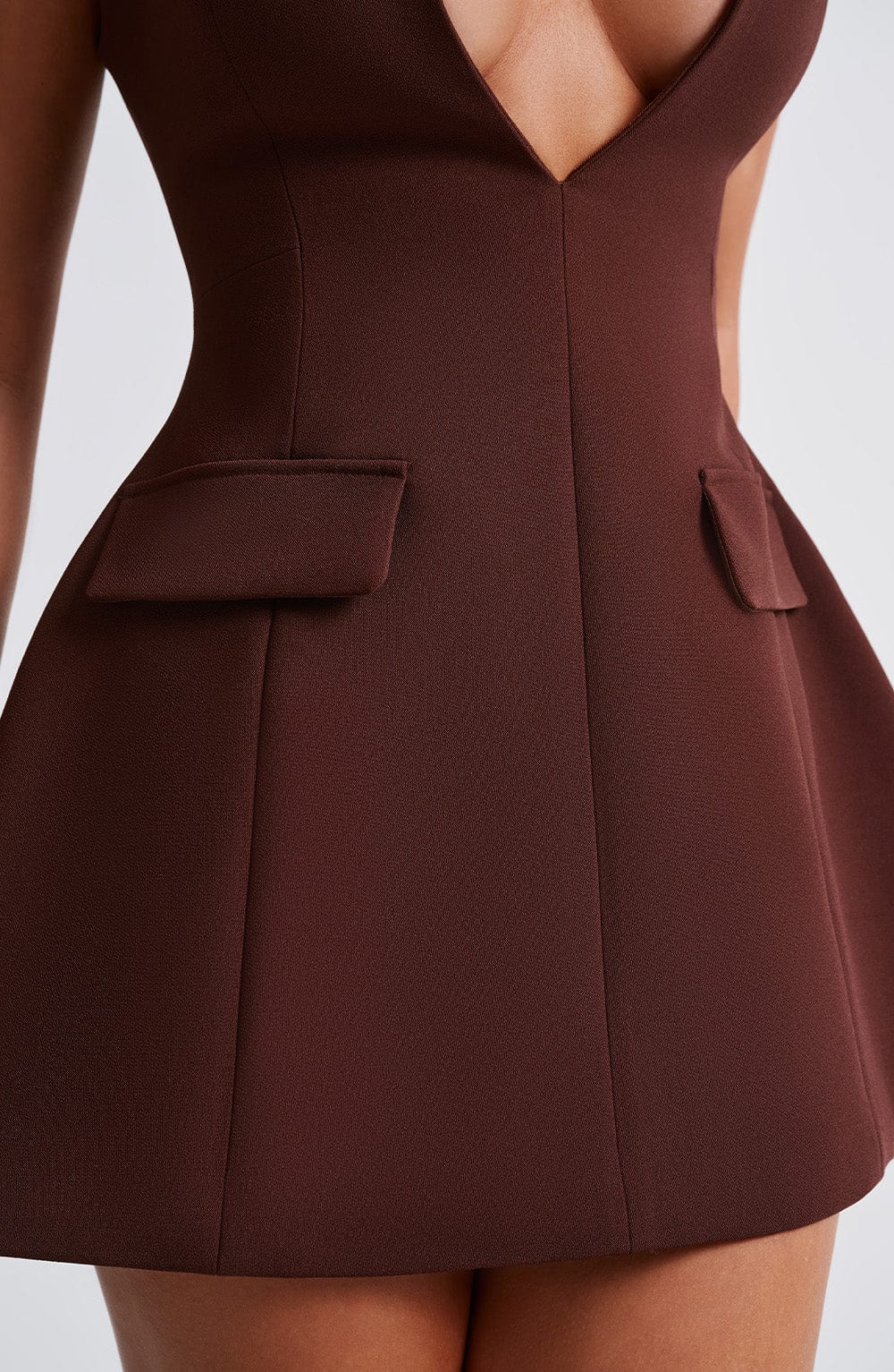 BROWN MINI DRESS, SURPLICE STYLE FOR PARTY