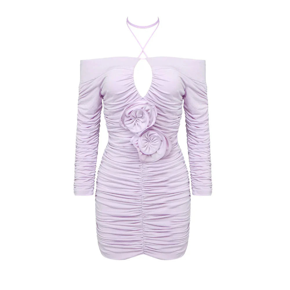 VIOLETTE RUCHED BODYCON MINI DRESS FOR PARTY