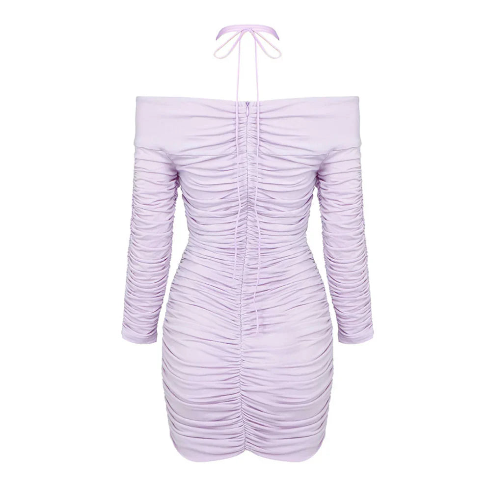 VIOLETTE RUCHED BODYCON MINI DRESS FOR PARTY