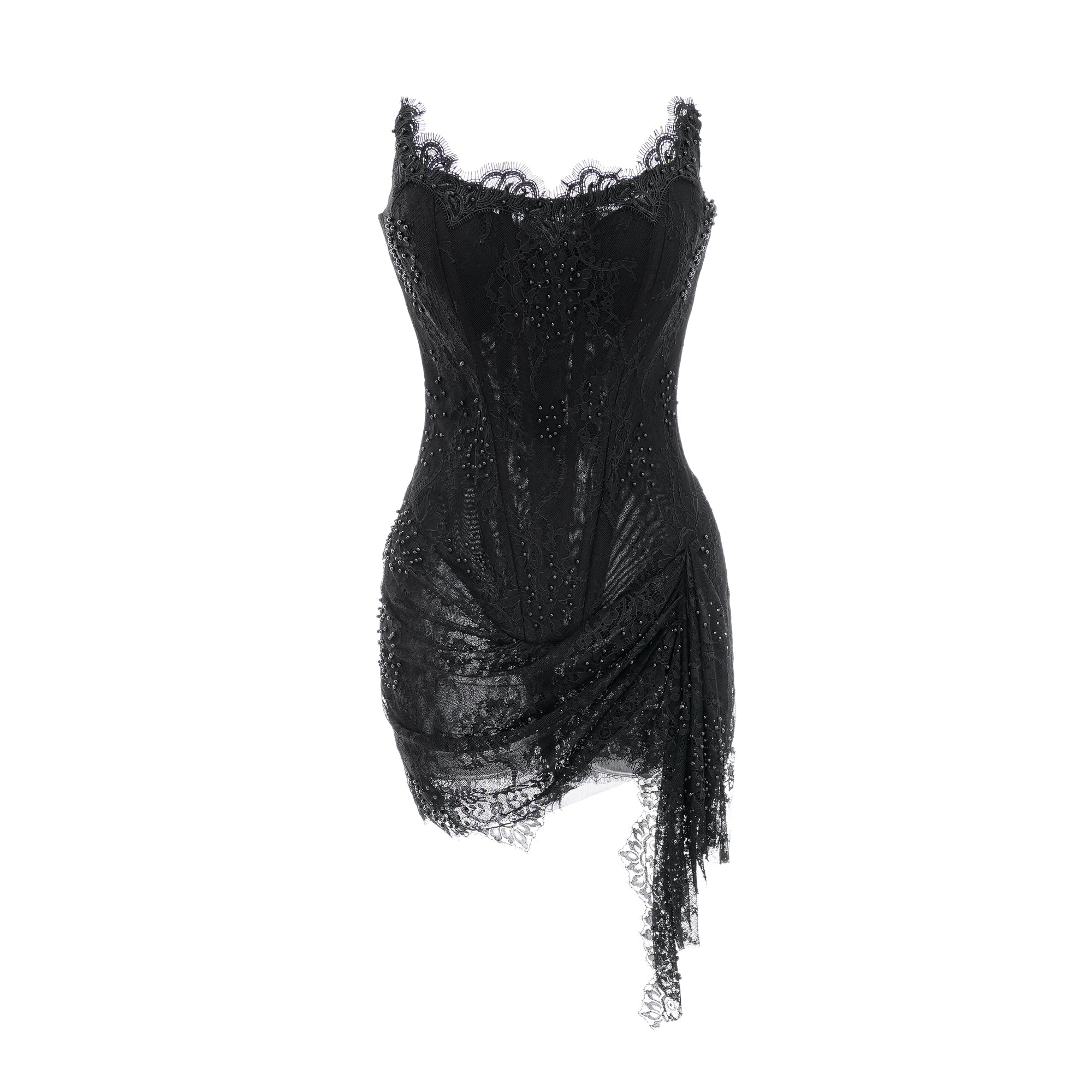 SYLVIE BLACK PEARL EMBELLISHED MIDI DRESS