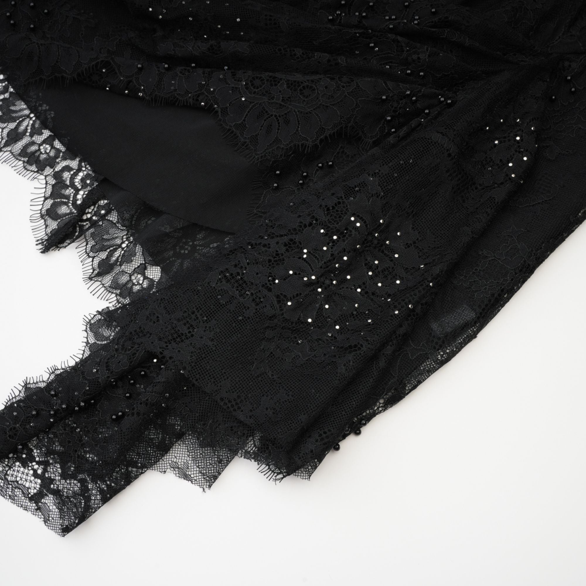 SYLVIE BLACK PEARL EMBELLISHED MIDI DRESS