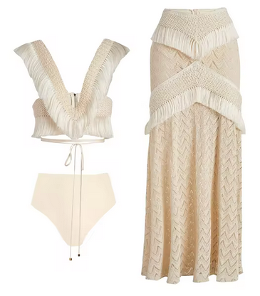 TARA FRINGE BEACH DRESS SET FOR VACATION