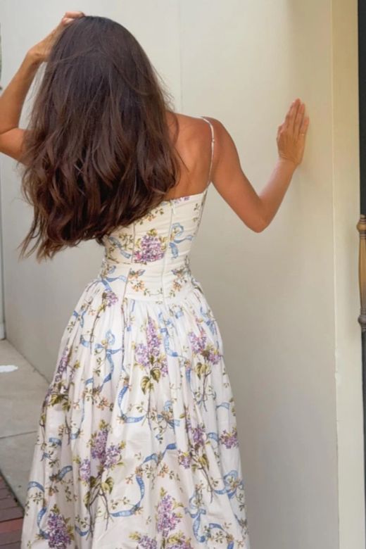 WHITE FLORAL TASMIN MIDI DRESS FOR WEDDING GUEST