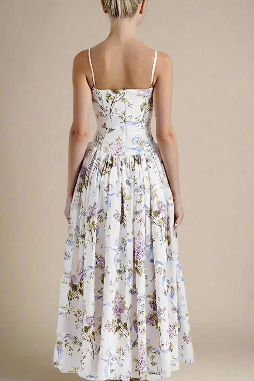WHITE FLORAL TASMIN MIDI DRESS FOR WEDDING GUEST