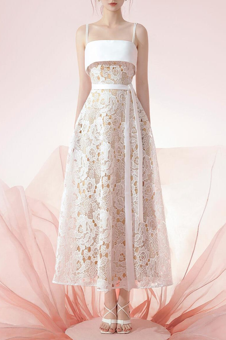 TAURUS A-LINE LACE MIDI DRESS FOR EVENTS