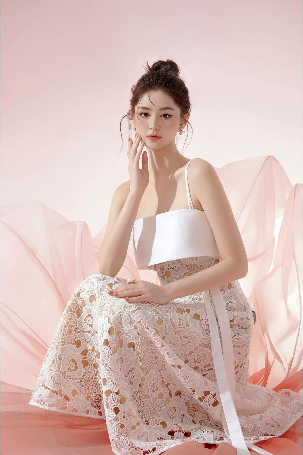 TAURUS A-LINE LACE MIDI DRESS FOR EVENTS