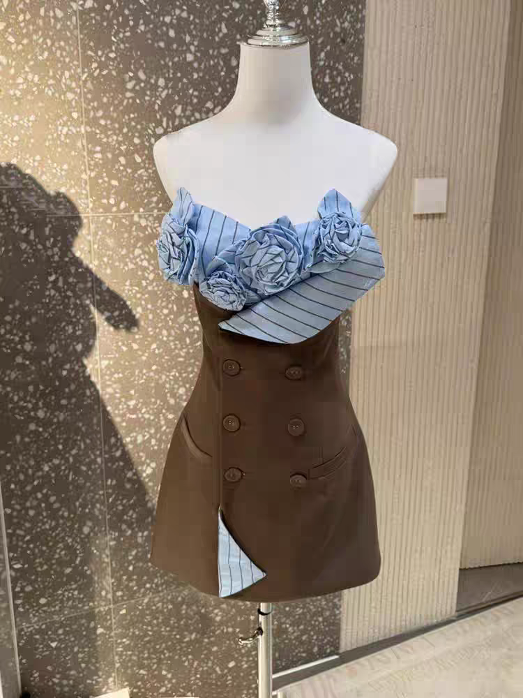 3D FLOWER BUSTIER MINI DRESS, COCKTAIL PARTY