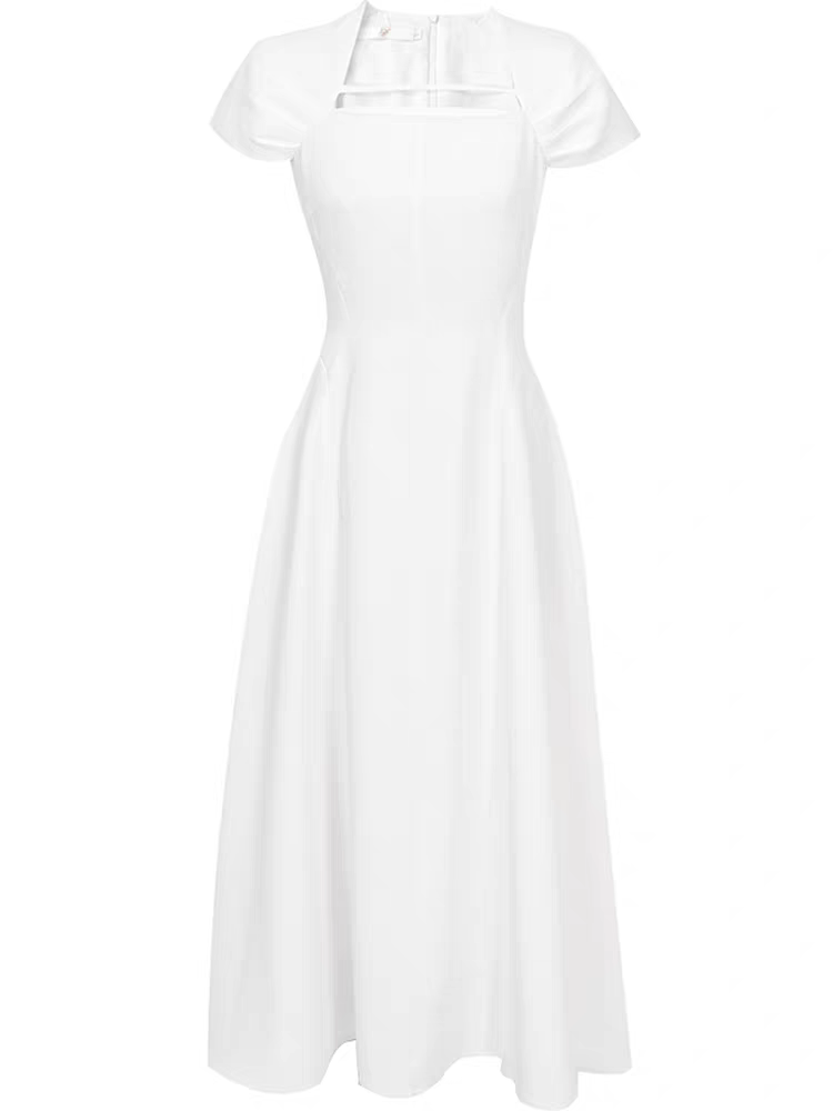 MYRNA SQUARE NECK A-LINE MIDI DRESS FOR EVENTS