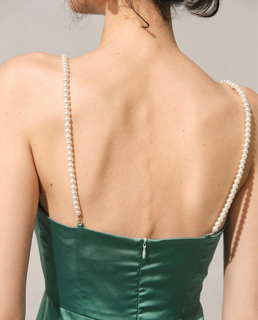 PEARL STRAP SATIN MINI DRESS FOR COCKTAIL PARTY