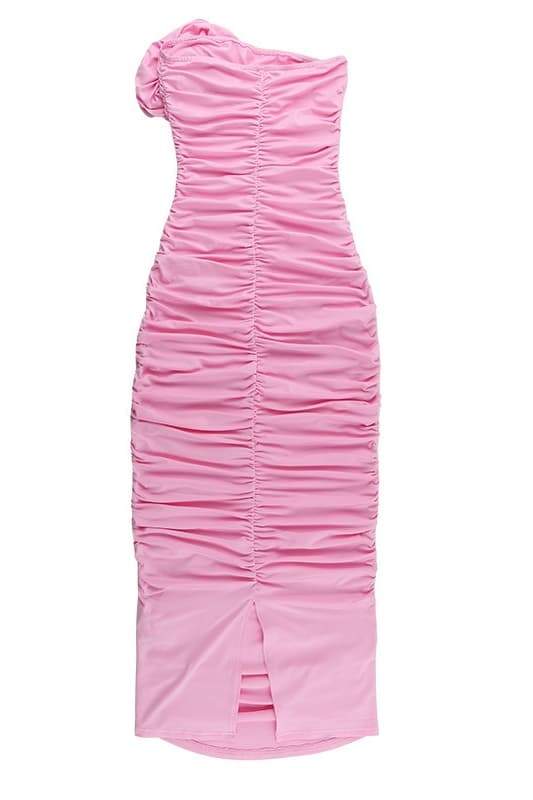 TINA STRAPLESS FLORAL MIDI DRESS FOR WEDDING