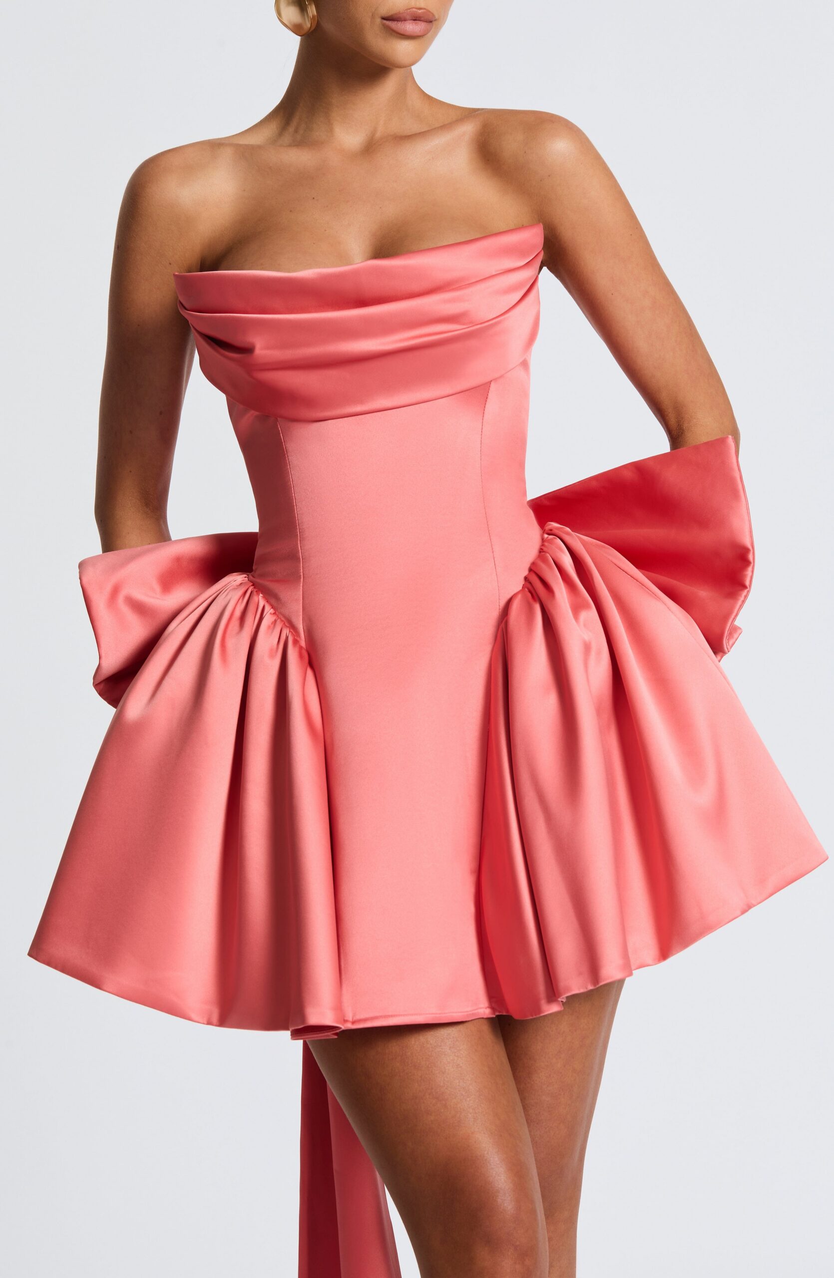 TRINITY MINI DRESS - CORAL PINK PARTY BODYCON