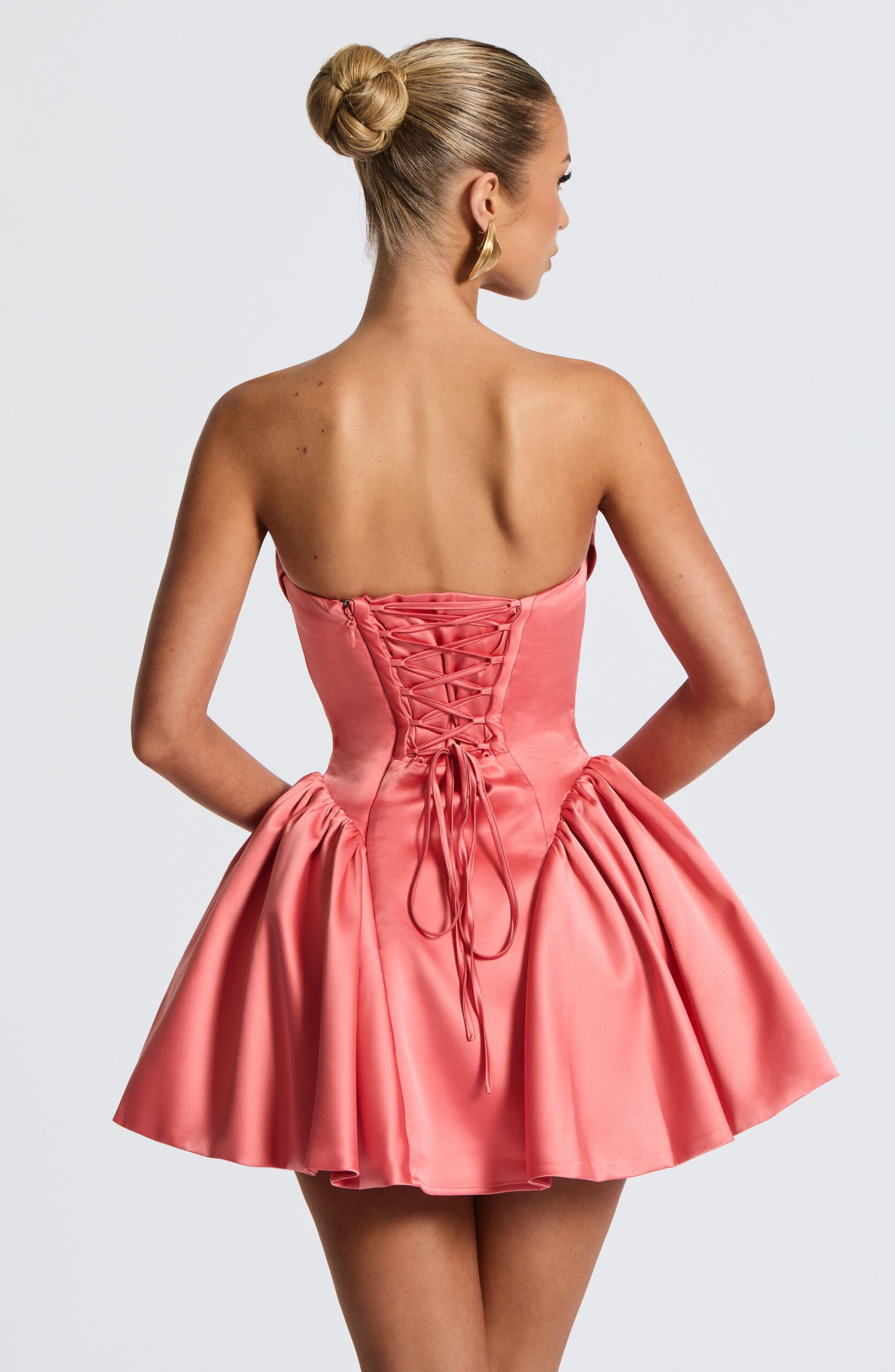TRINITY MINI DRESS - CORAL PINK PARTY BODYCON
