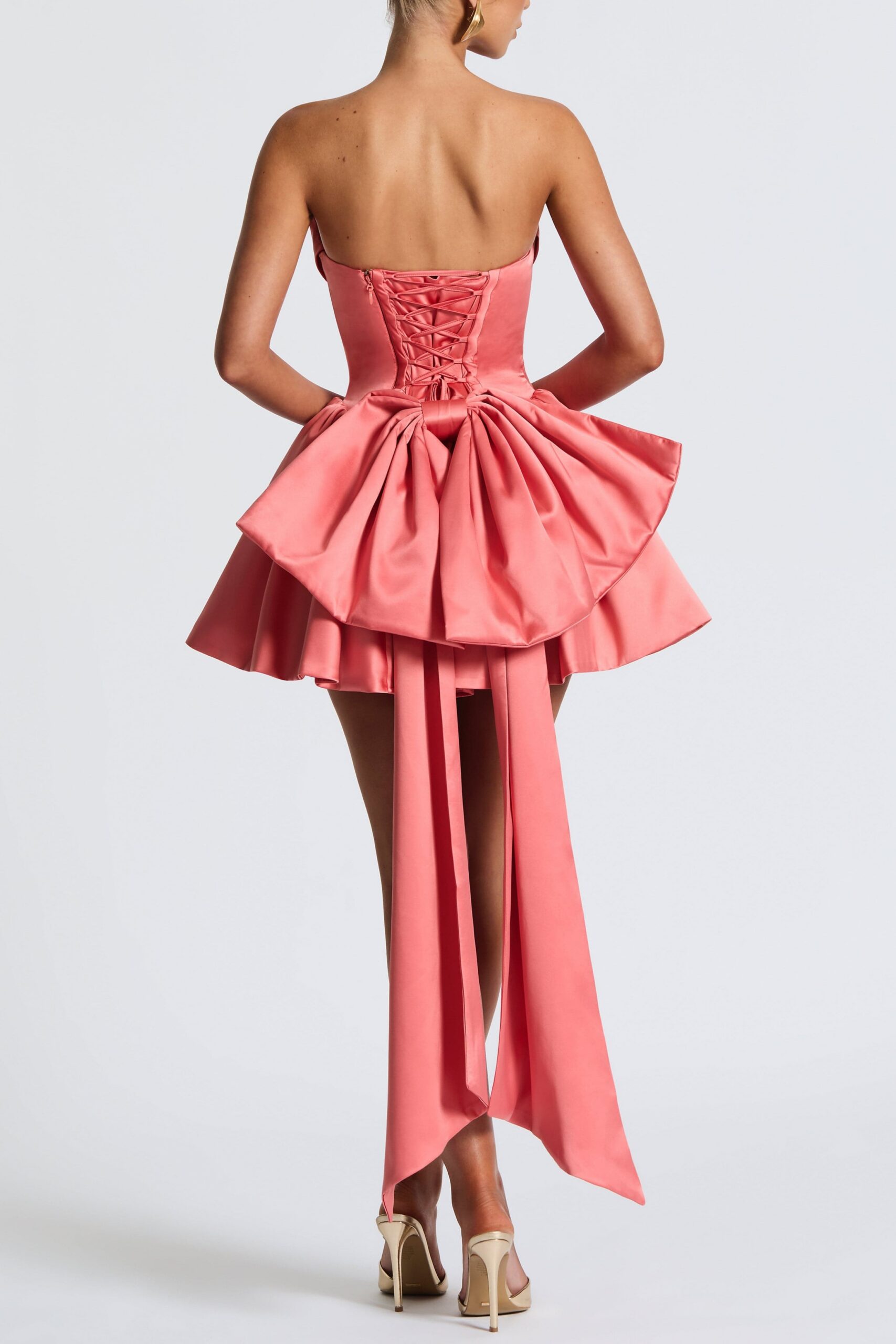 TRINITY MINI DRESS - CORAL PINK PARTY BODYCON