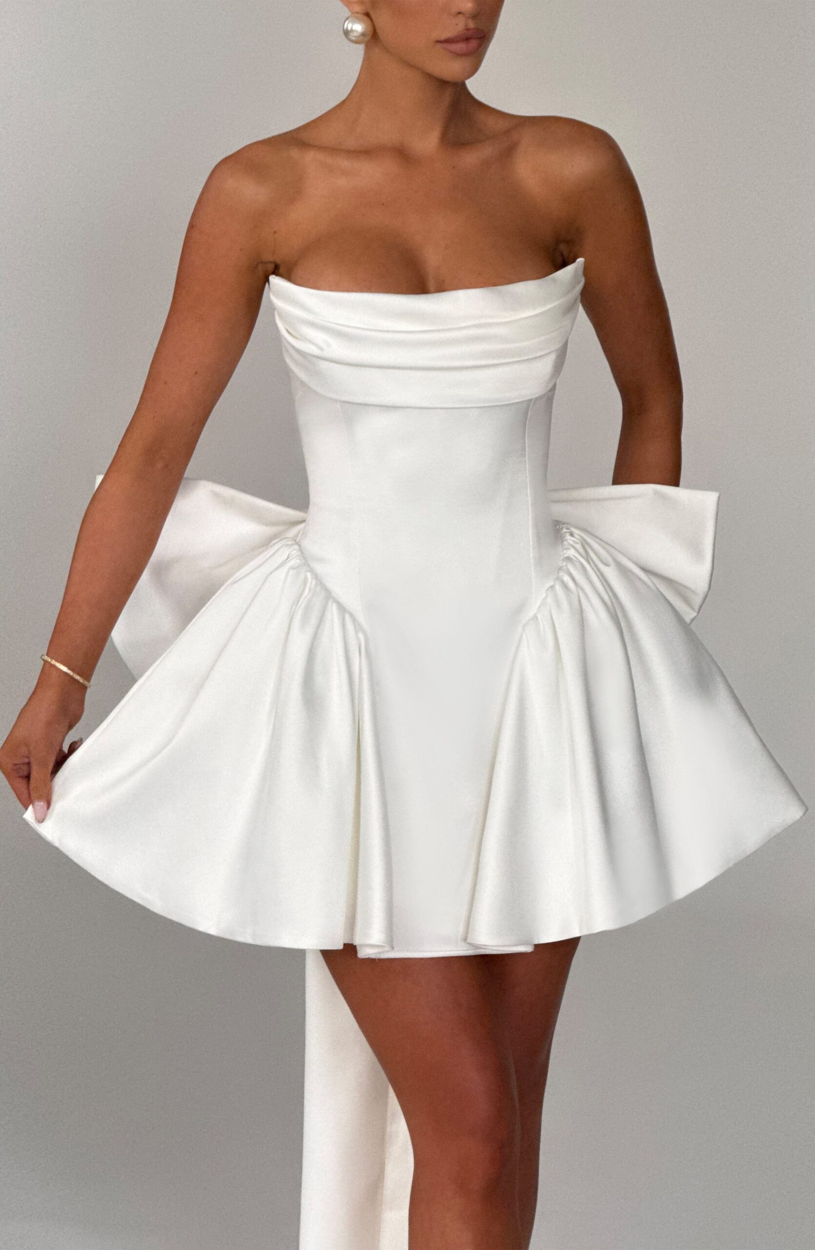 TRINITY MINI DRESS IN IVORY - ELEGANT PARTY WEAR